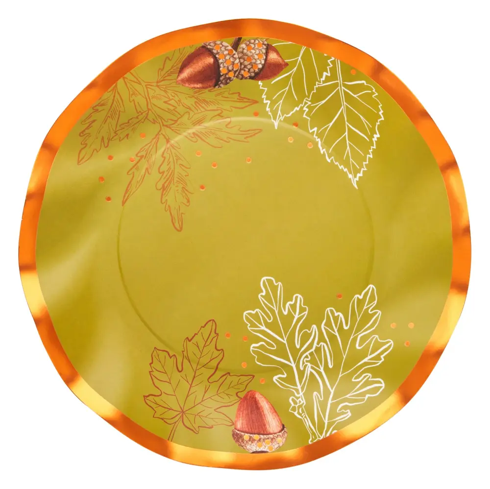 Acorn and Oak Wavy Paper Salad Plate/8pk