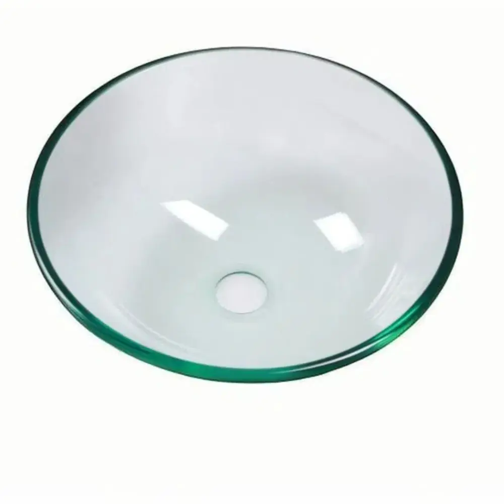 Artistic Tempered Glass Vessel Sink Pop Up Drain
