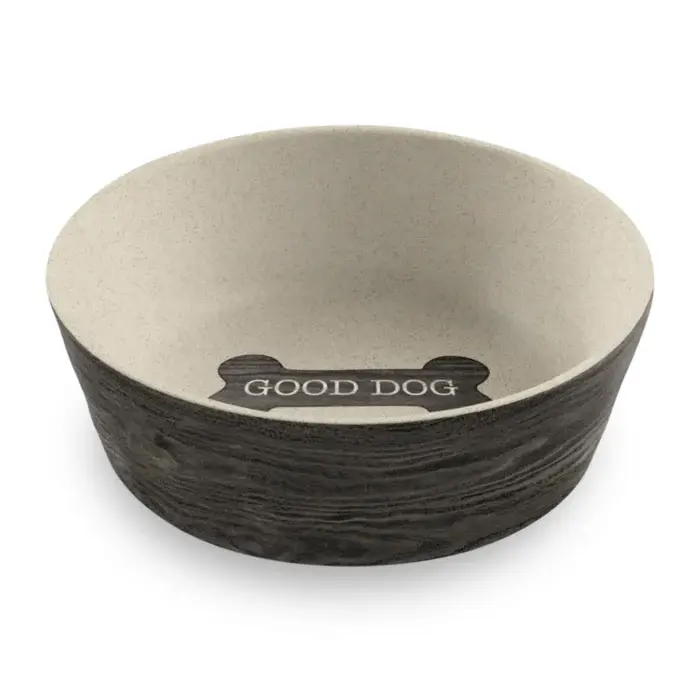 Blackened Wood Melamine Dog Bowl
