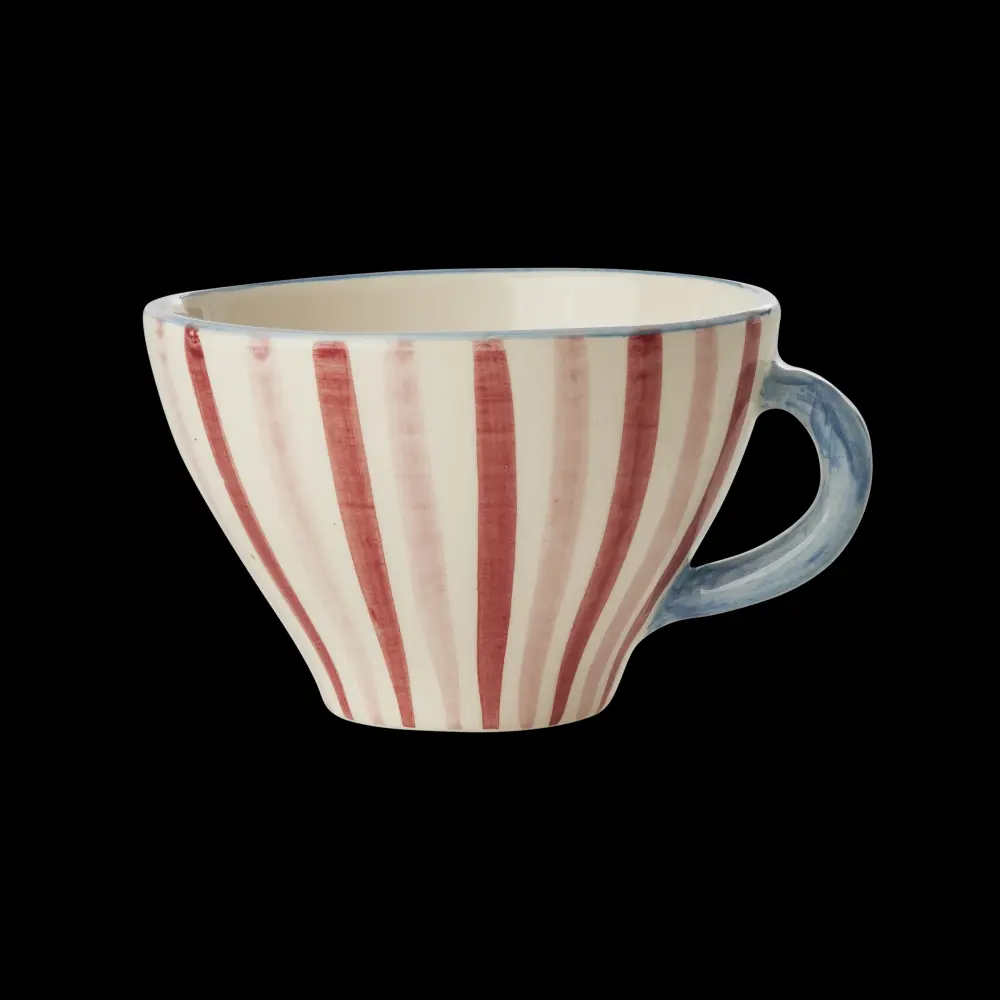 Ceramic Tea Cup Hand Painted Stripes - 5.0 oz