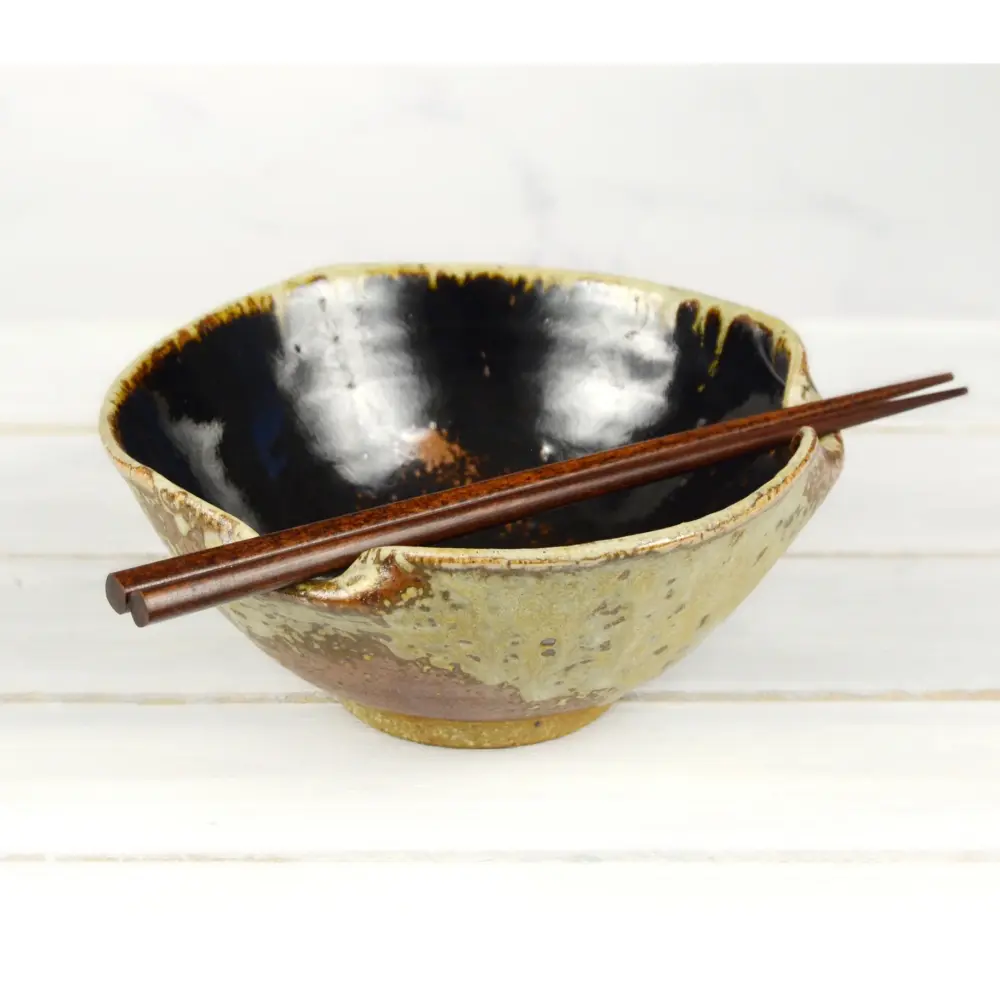 Chopstick Ramen Bowl Black and Warm-toned