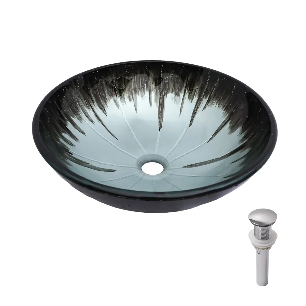 Crackle Vessel Sink Pop Up Drain, Oval Bathroom Basin - Charcoal
