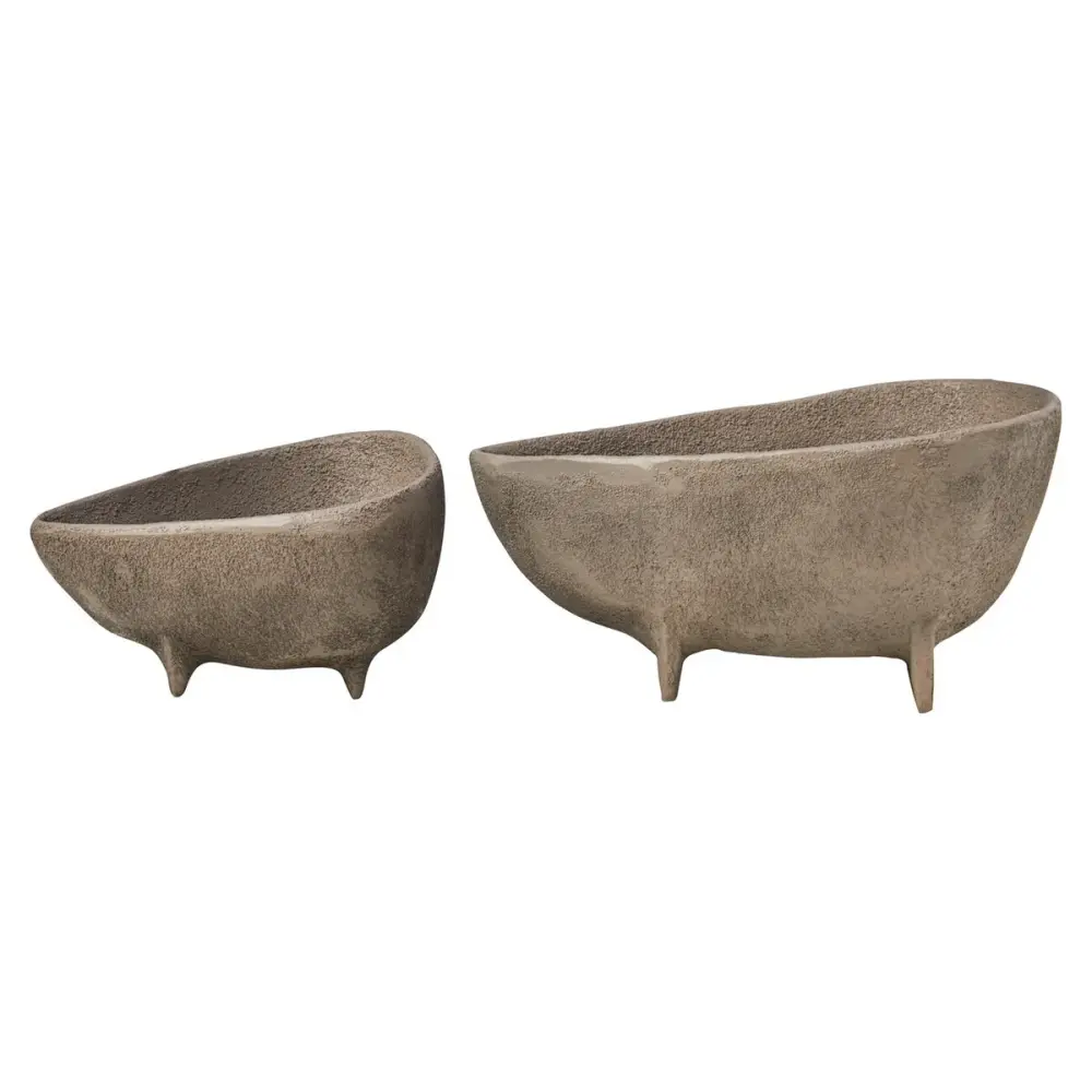 Deriva Set 2 Textured Bowls - Grey