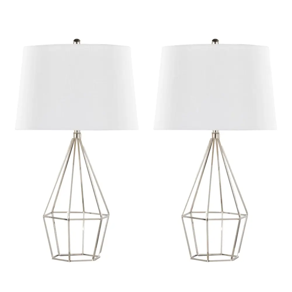 Diana - Contemporary Table Lamp (Set 2) - Shiny Nickel / Black Satin