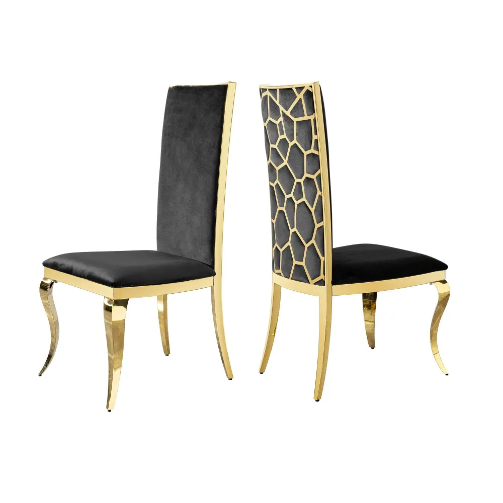 Dining Chair (Set 2) Exceptional Backrest Stainless Steel Legs - Gold