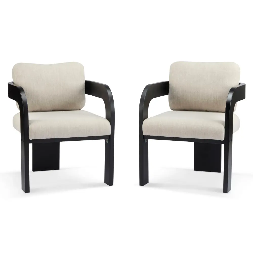 Dining Chairs Pillow Back (Set 2) - Beige / Jet-black