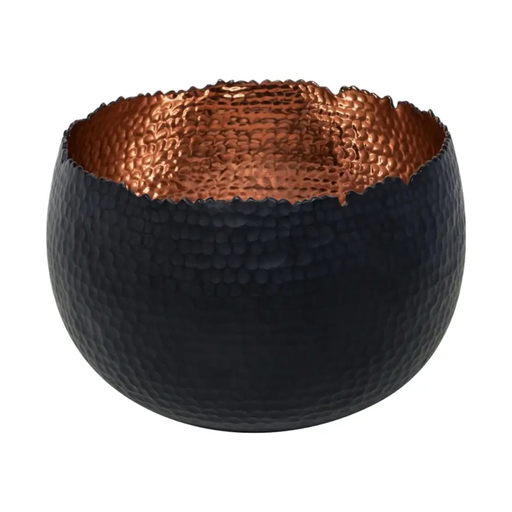 Hammered Bowl - Jet-black & Copper