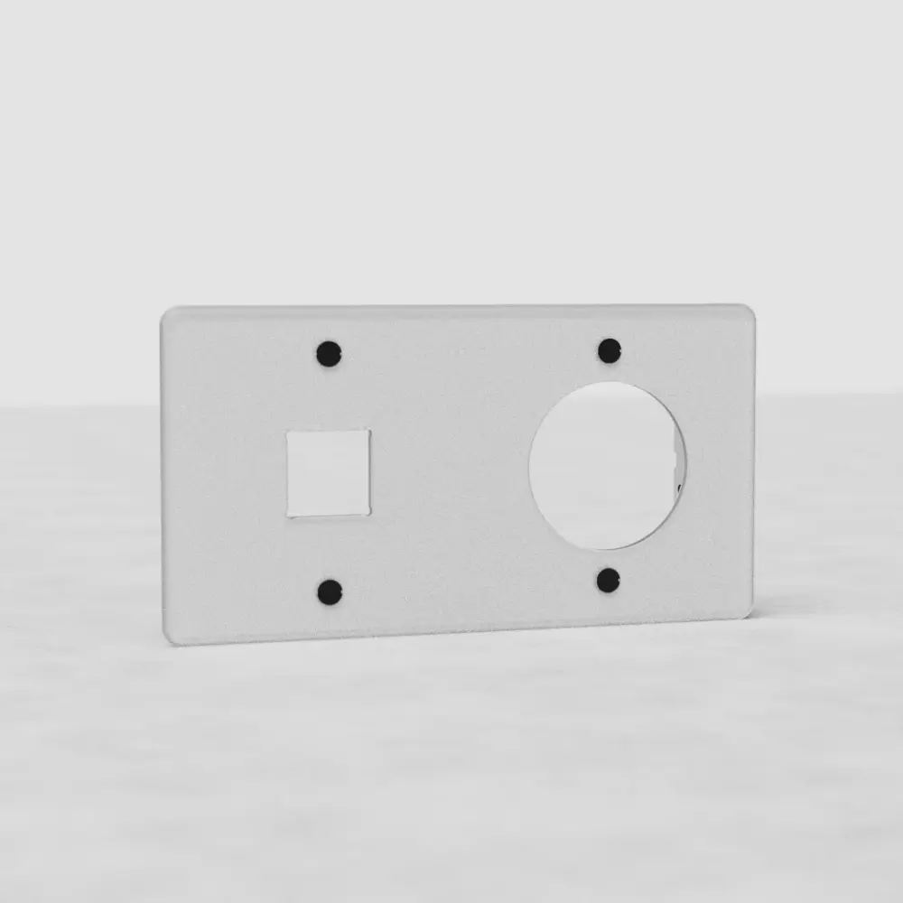 Kew Double 1x Keystone & 1x Socket Plate - Glass-like | Black
