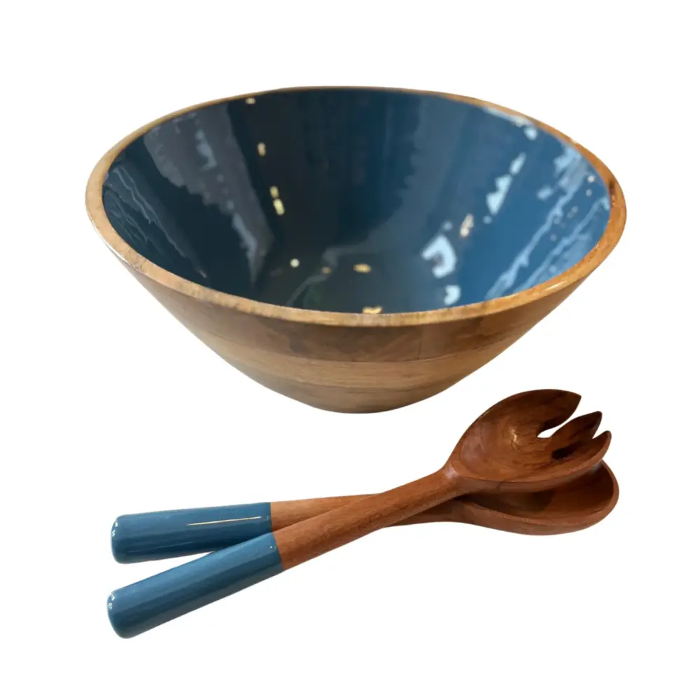 Mango Wood Round Bowl & Server Place