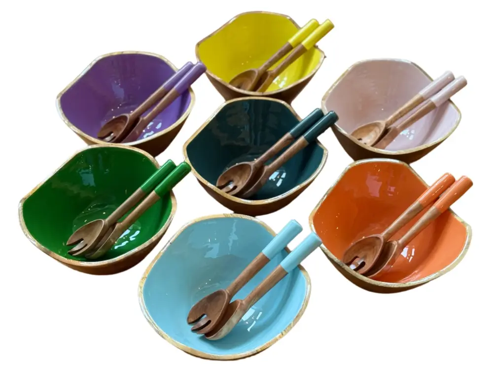 Mango Wood Zig Zag Bowl & Server Place