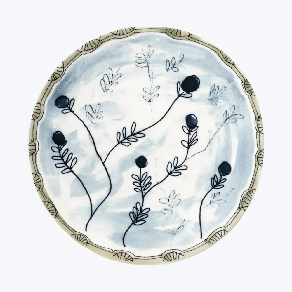 Midnight Flowers Dessert Plate