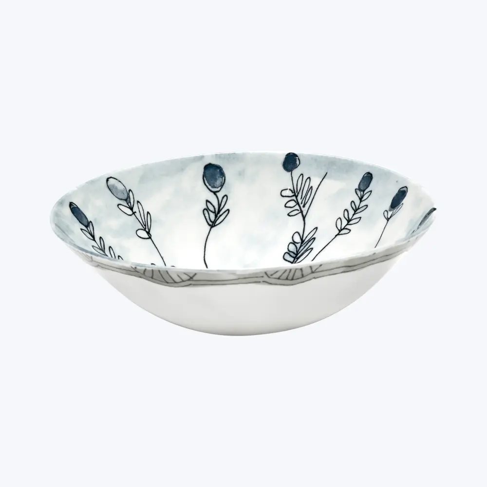 Midnight Flowers Low Soup Bowl