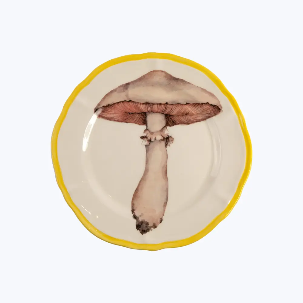 Mushrooms Porcelain Plate, Genuine