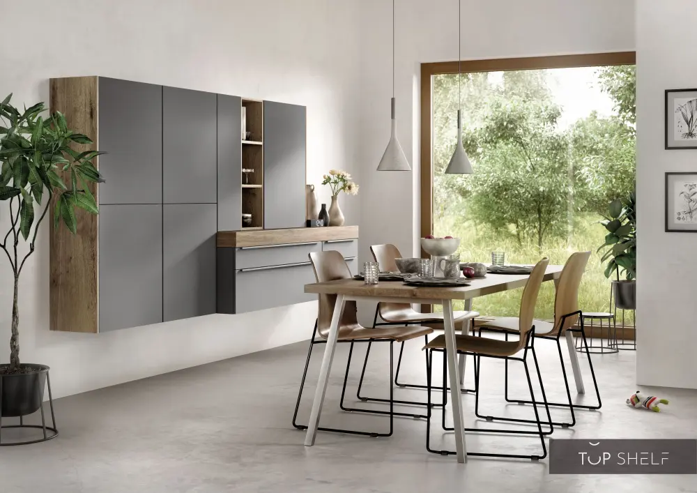 nobilia dining room dining room complete set 300 cm Touch 334 slate gray super soft-touch