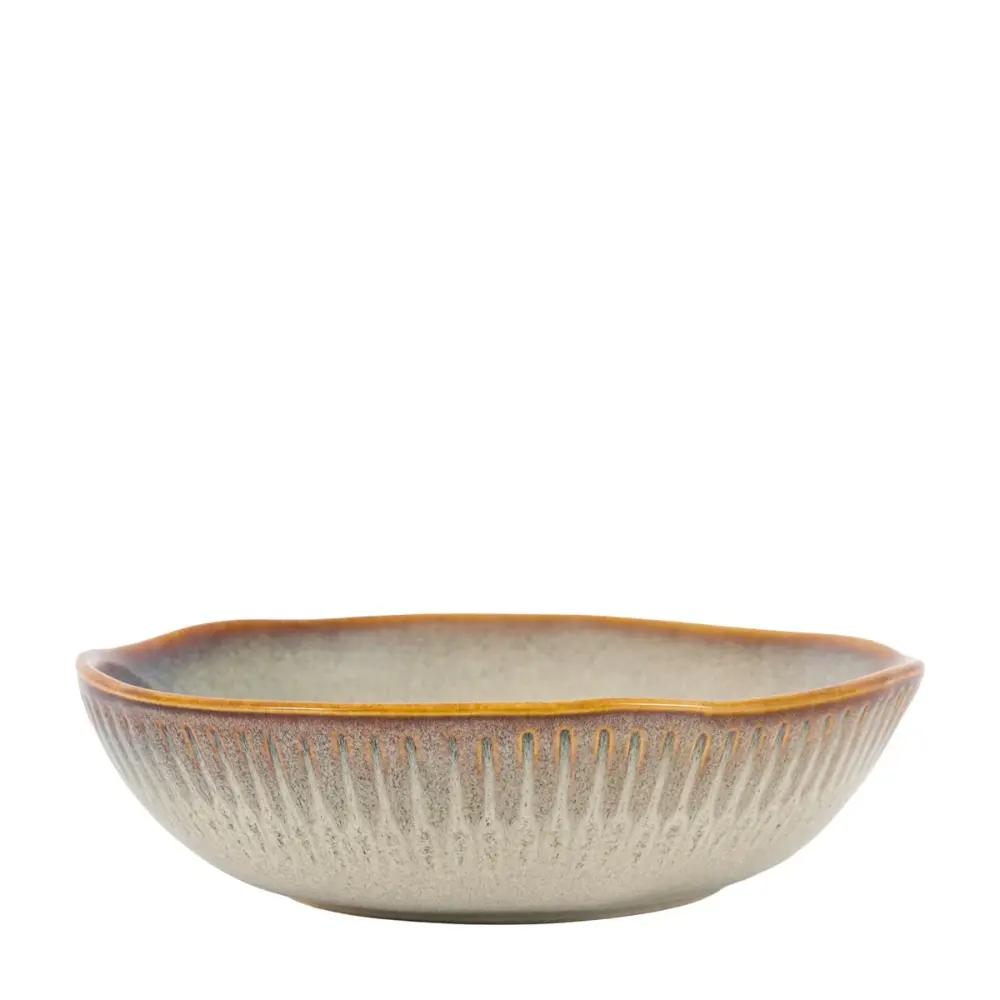 Organic Set 4 Ridged Pasta Bowl - Stone
