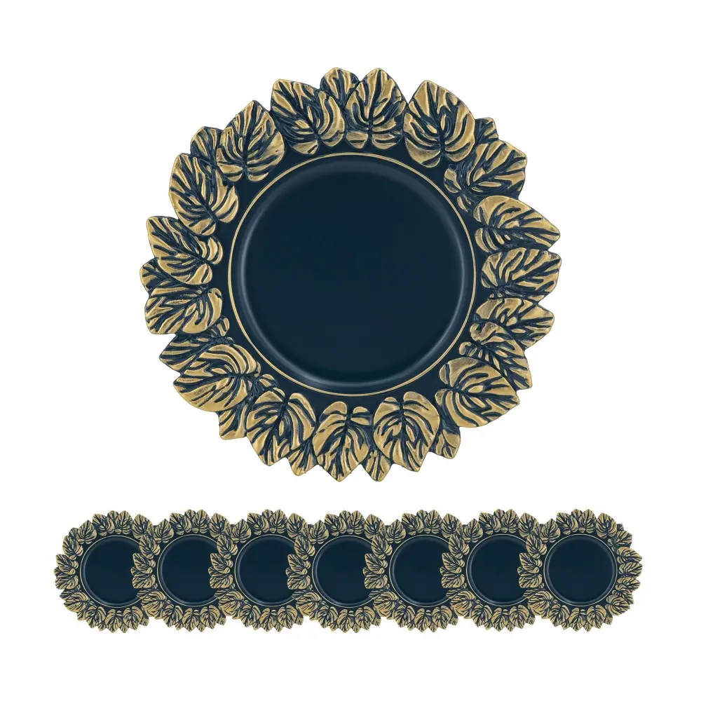 Plastic Charger Plate place 8) - Blue / Gold