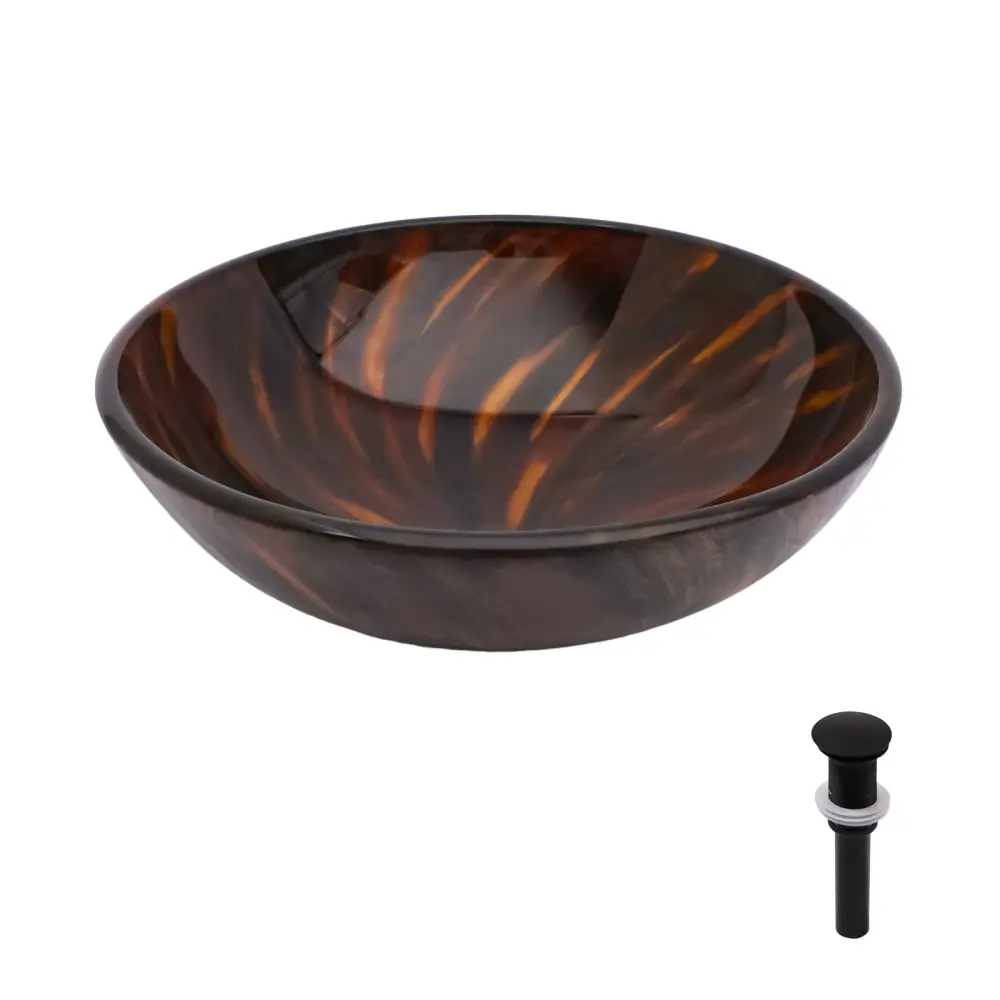 Vessel Bathroom Sink Pop Up Drain, Round Bowl Design Bathrooms - Cocoa