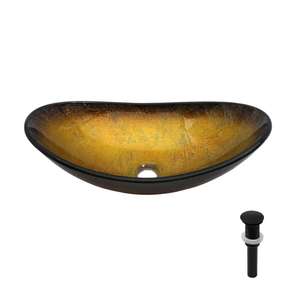 Vessel Sink Pop Up Drain, Boat Shape Above Counter Bathroom Sink - Amber