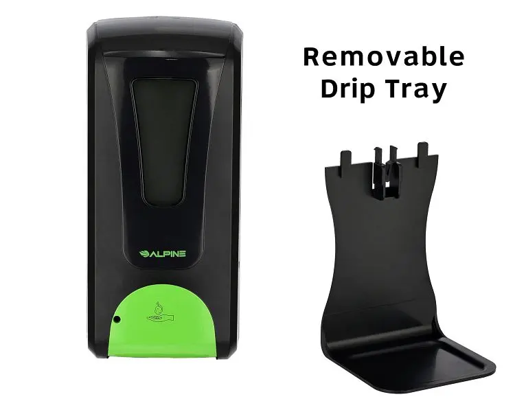Alpine Top-Quality Automatic Hands-Free Foam Hand Sanitizer/Soap Dispenser Drip Tray, 1200 mL, Black, ALP430-F-T-BLK