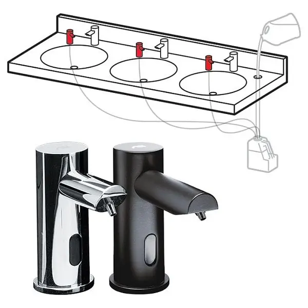 ASI Big EZ Fill Top Fill, Multi-Feed Liquid Soap Dispenser Head - Matte Midnight Black- Battery Operated (6D Cell - not in...