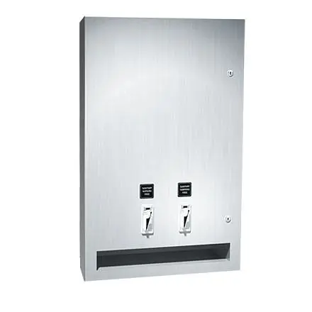 ASI Dual (30) Napkin/(27) Tampon Vendor - Semi-Recessed - 25 Cent Operation, 10-0468-2-25