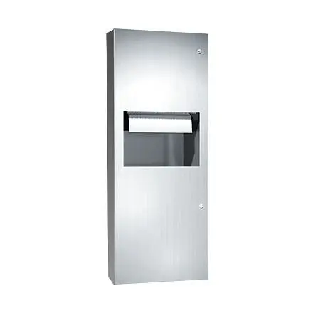 ASI Heat-Resistant Simplicity Gatherion Auto Roll Towel Dispenser & Waste Receptacle, 110-240V/AC, Semi-Recessed, 10-6...