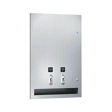 ASI Heavy-Duty Simplicity Gatherion Dual (30) Napkin/(27) Tampon Vendor - Recessed - 50 Cent Operation, 10-6468-50
