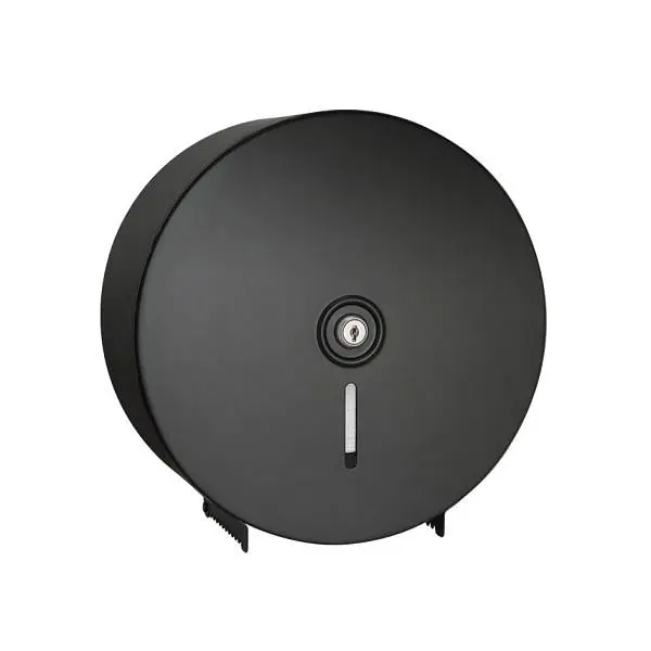 ASI Matte Black Single Jumbo Roll Toilet Tproblem Dispenser, Round, Surface Mounted, 10-0042-41