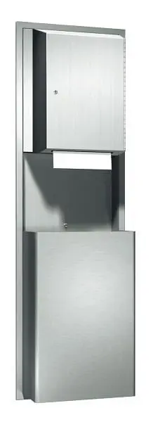 ASI Roll Paper Towel Dispenser & Waste Receptacle Cabinet - Pull Roll, Auto Cut - 13.5 gal. - Semi-Recessed, 10-046926