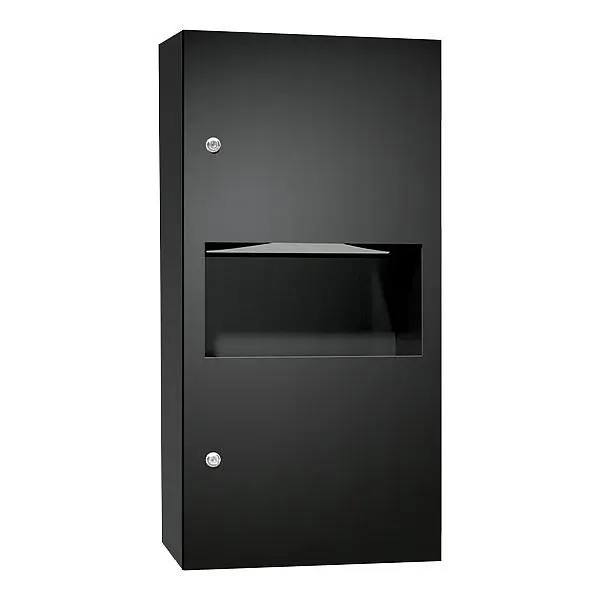 ASI Simplicity Gatherion Paper Towel Dispenser & Waste Receptacle, 2.2 gal. - Powder Coated Matte Onyx conclude - Surf...