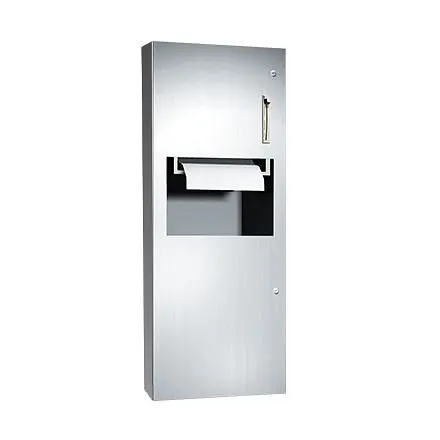 ASI Simplicity Gatherion Roll Towel Dispenser & 9.4 gal. Waste Receptacle - Semi-Recessed, 10-64696-6