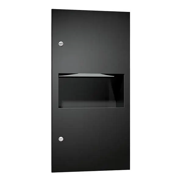 ASI Simplicity Matte Black - Paper Towel Dispenser & Waste Receptacle - Multi, C-Fold - 2.2 gal. - Powder Coated - Rec...