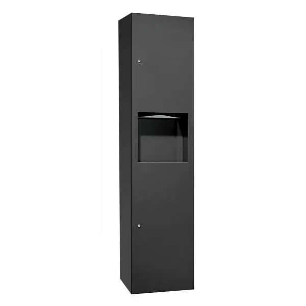 ASI Simplicity Paper Towel Dispenser & 4.2 gal. Waste Receptacle Matte Black - Multi, C-Fold - Baked Finish - Surface ...
