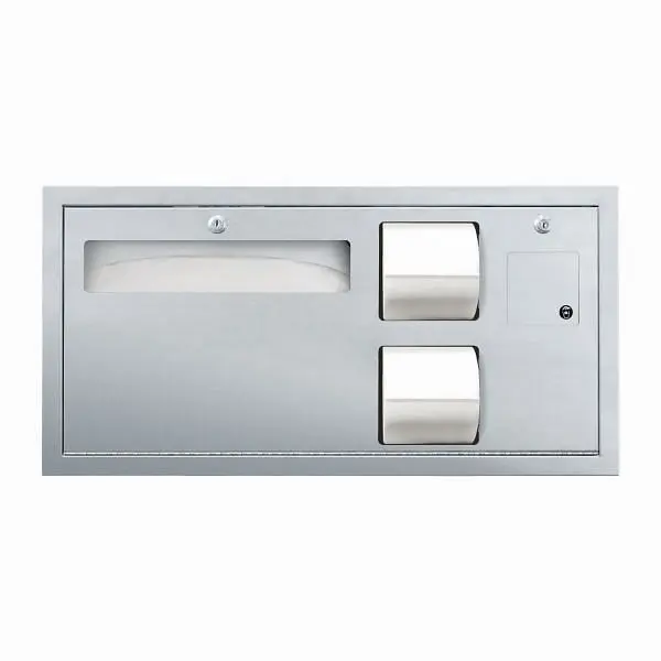 ASI Toilet Seat Cover & Toilet Tproblem Dispenser Sanitary Napkin Disposal - Horizontal Right, ADA - Recessed, 10-0487-R