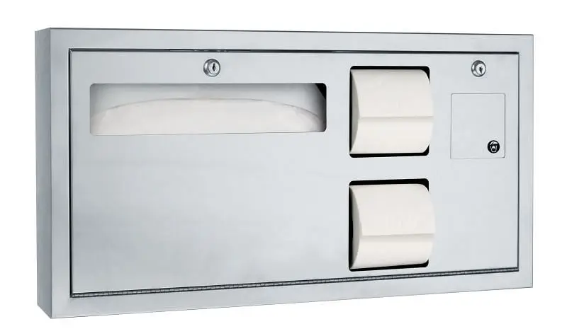 ASI Toilet Seat Cover & Toilet Tproblem Dispenser Sanitary Napkin Disposal - Horizontal Right, ADA - Surface Mounted, ...