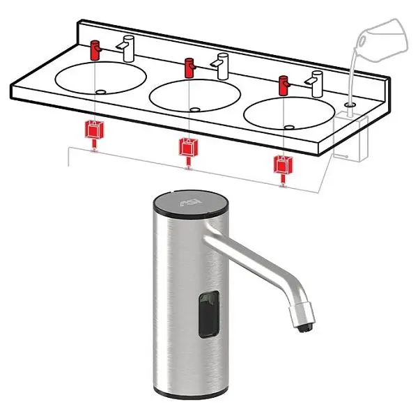 ASI Top Fill, Multi-Feed Foam Soap Dispenser (Battery/not included) Sleek Finish, NEW, 10-0389-1A