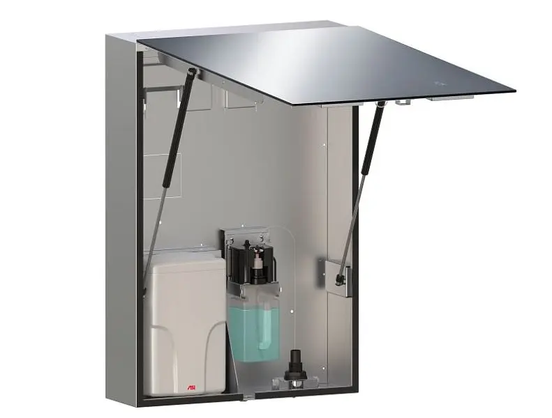 ASI Velare BTM System - Stainless Metal Steel Cabinet Frameless Mirror, Foam Soap Dispenser & High Speed Hand Dryer (2...