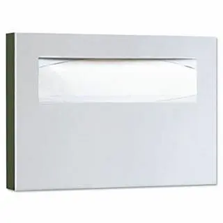 BOBRICK Stainless Tool Steel Toilet Seat Cover Dispenser, 15 3/4 x 2 x 11, Satin Finish, BOB221