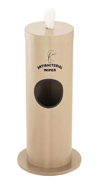 Glaro Fast Floor Standing Antibacterial Wipe Dispenser/Receptacle Logo, Desert Stone, F1029-S-DS