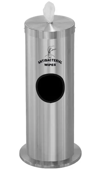 Glaro Floor Standing Antibacterial Wipe Dispenser/Receptacle Logo, Aluminium, F1029-S-SA