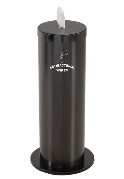 Glaro Floor Standing Antibacterial Wipe Dispenser/Storage Extra Wipe Rolls Logo, Ebony, F1027-S-BK