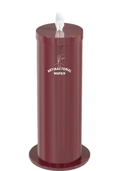 Glaro Floor Standing Antibacterial Wipe Dispenser/Storage Extra Wipe Coils Logo, Burgundy, F1027-S-