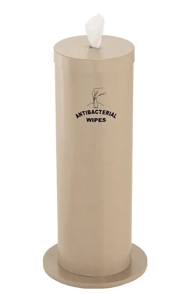 Glaro Floor Standing Antibacterial Wipe Dispenser/Storage Extra Wipe Spools Logo, Desert Stone, F1027-S-DS