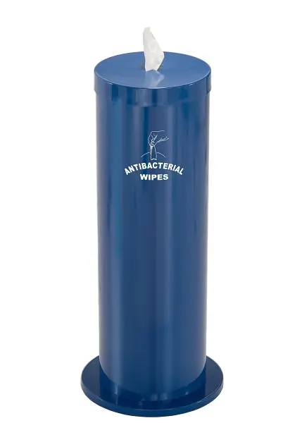 Glaro Floor Standing Antibacterial Wipe Dispenser/Storage Extra Wipe Rolls Logo, Royal Blue, F1027-S-BL