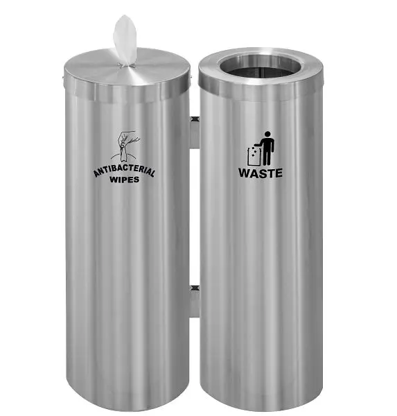 Glaro Floor Standing Antibacterial Wipes Station Logo, Aluminium, WD1030-S-SA