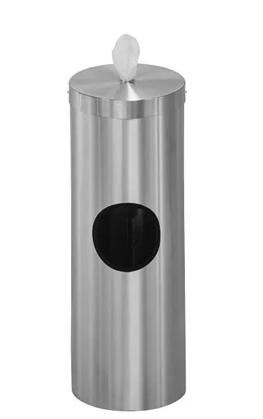 Glaro High-Strength Free Standing Antibacterial Wipe Dispenser/Receptacle, Removable Liner Can, Aluminium, F1028-SA