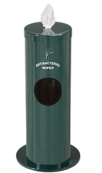 Glaro Large Floor Standing Antibacterial Wipe Dispenser/Receptacle Logo, Green, F1029-S-HG