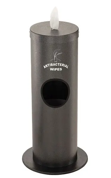 Glaro Textured Floor Standing Antibacterial Wipe Dispenser/Receptacle Logo, Silver Vein, F1029-S-SV