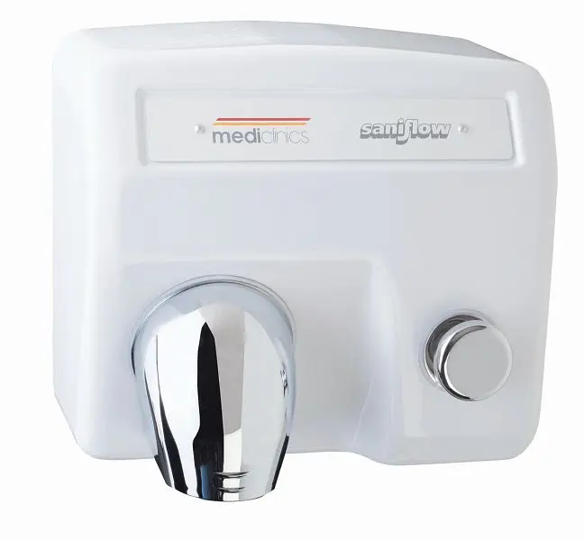 Saniflow Top-Tier Push-Button, hand dryer, Ivory porcelain enamelled coating, E85-UL