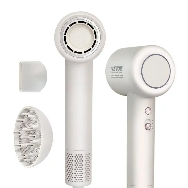 VEVOR High-Speed Hair Dryer 102,000RPM, 200 Million Negative Ions, 3-Color Temp LED Lights & 2 Speeds, GSCFJSLSB1602VF...